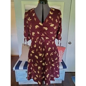 LC Floral Comfy Maroon Dress